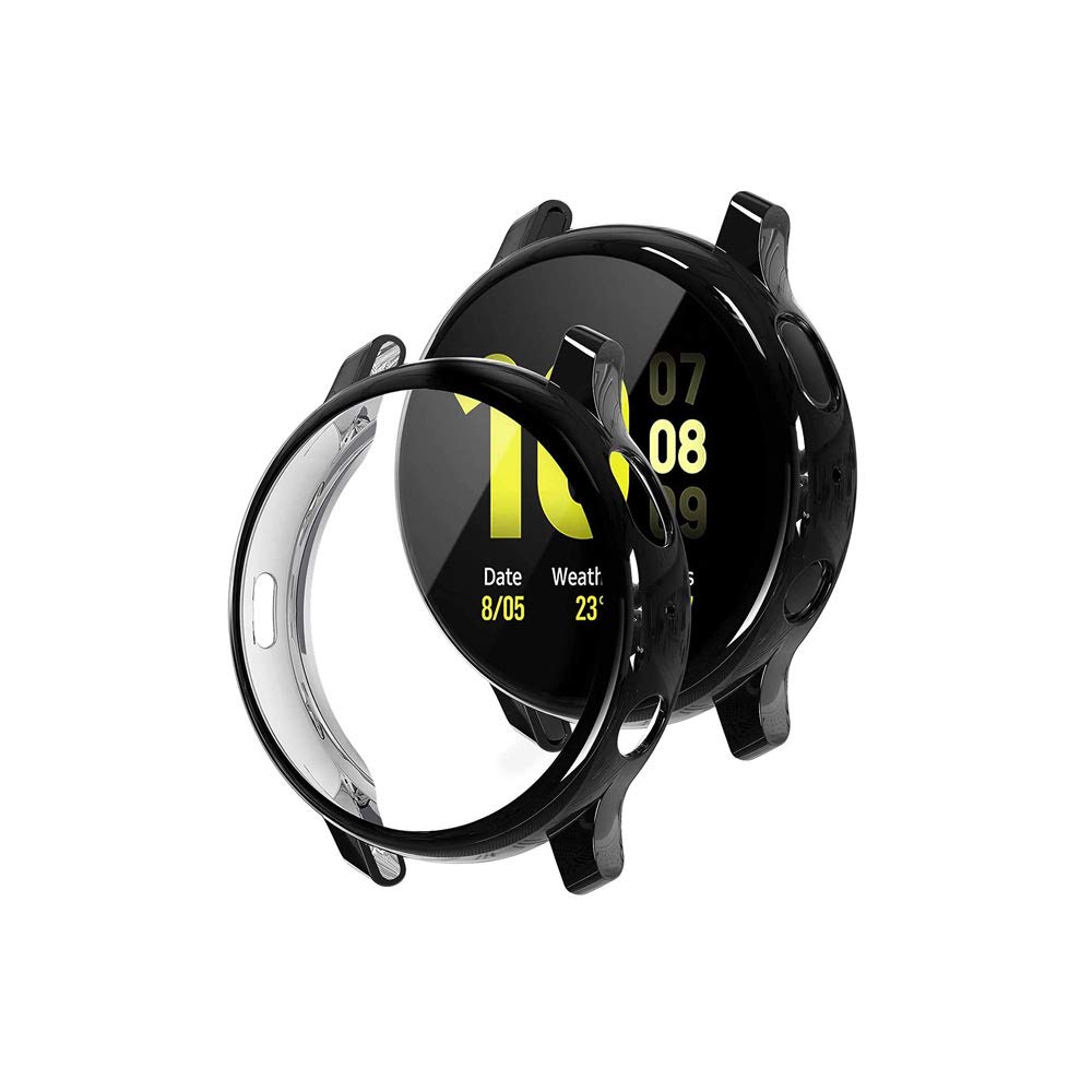 MARGOUN Case for Samsung Galaxy Watch Active 2 44mm Case Cover Full Coverage Plated Soft TPU Case Screen Protective Bumper Cover (Black)