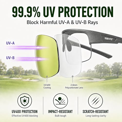 Image of maivnz Golf Sunglasses for Men Women, Golf Ball Finder Glasses, UV400 | HD color-enhancing golf lens, anti-glare, lightweight TR90 frame, adjustable nose pads, impact-resistant, gift-ready box