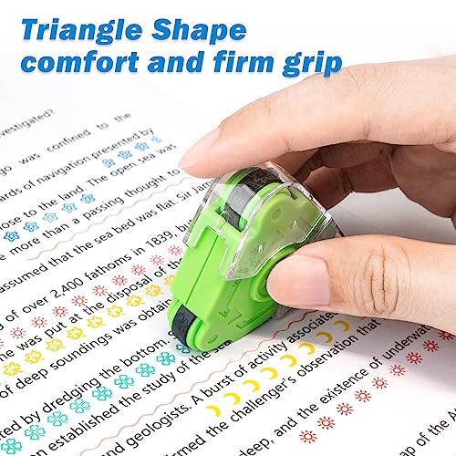 Aechy Curve Roller Stamp for Crafts, Triple Tip Stamp with 9 Colors & 9 Patterns, Stamp Set for Kids Teachers Journaling Scrapbook Note Taking Supplies - Thumbnail 4