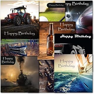 doodlecards Mixed Male Birthday Cards Pack of 10 All Different Square Size