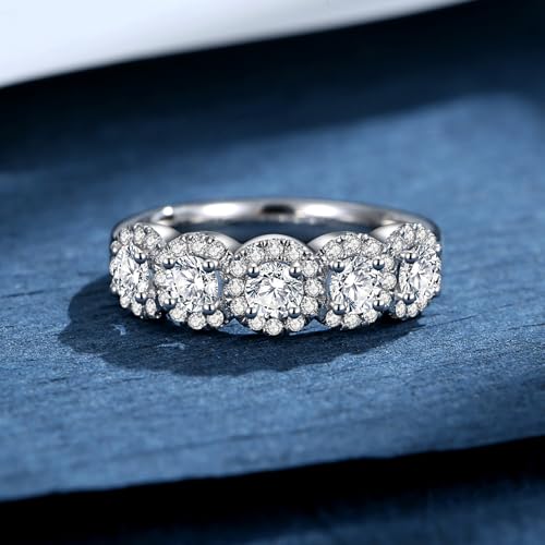 Moissanite Wedding Band for Women D Color VVS1 Moissanite Eternity Ring 18K White Gold Plated S925 Sterling Silver Promise Engagement Rings for Women Wife Men4
