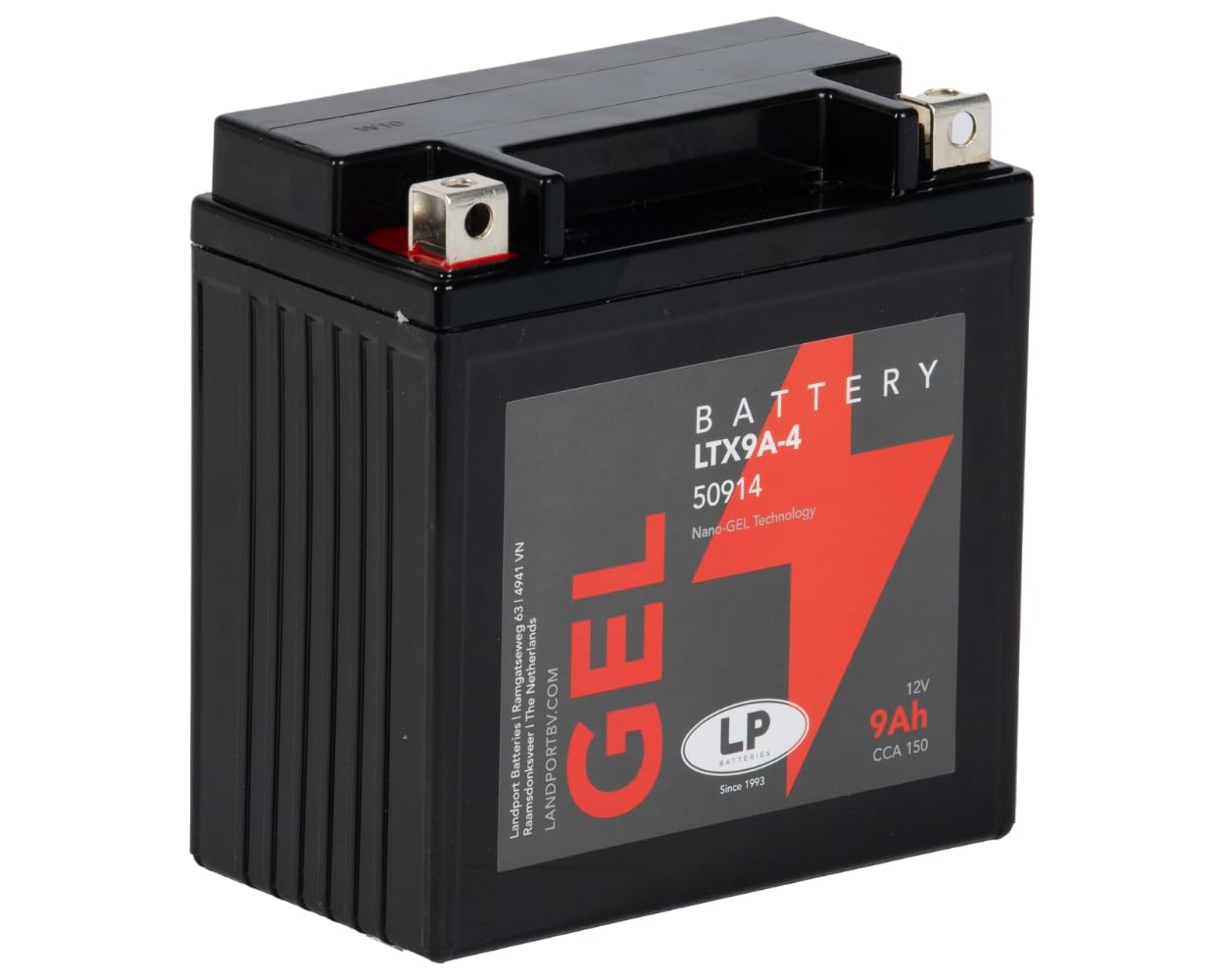 Batterie gel pour scooter et moto GB9B (YB9-B Gel) DIN50914 | LTX9A-4, YB9-B, 150 A CCA; compatible avec Aprilia RS 125 Extrema, compatible avec Ducati Monster, compatible avec Honda CB