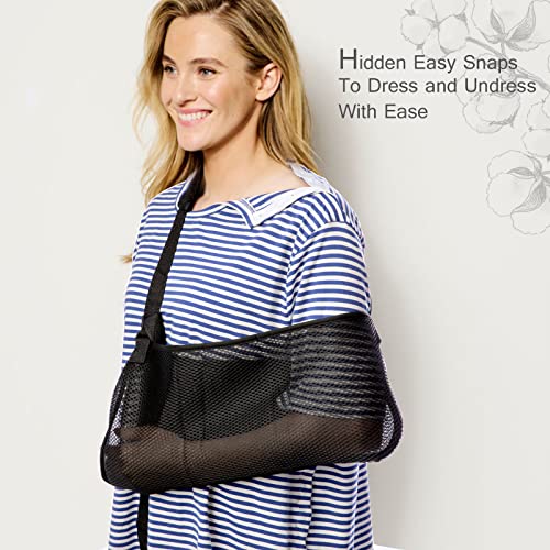 Blamoche Shoulder Surgery Shirts, Unisex Rehab Shirt with Discreet Shoulder Snaps, Chemo Clothing, Stripe Short Sleeve Shirt3