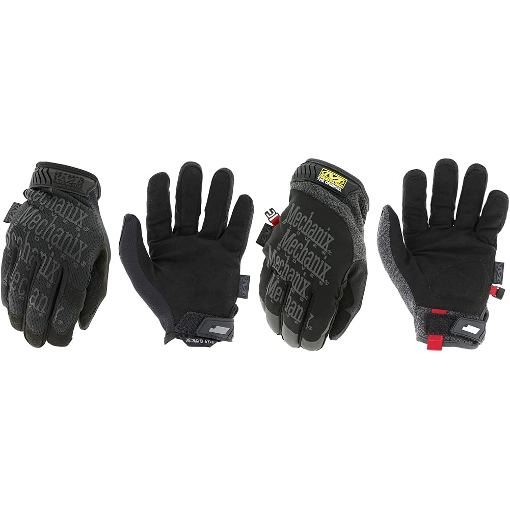 Mechanix Wear Original® Covert Handschuhe (Large, Vollständig schwarz) & ColdWork Original WinterHandschuhe (groß, schwarz/grau), Grau/Schwarz