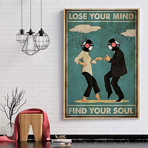Lose Your Mind Find Your Soul Wall Art Canvas Prints Pulp Fiction Poster Dj Disk Head Lose Your Mind Find Your Soul Poster Sign On Canvas Vintage Inspirational Wall Art Paintings Motivational Artworks For Living Room 16" X 24" No Frame (Dj Disk Head, 16*24 Inch) #TOP3