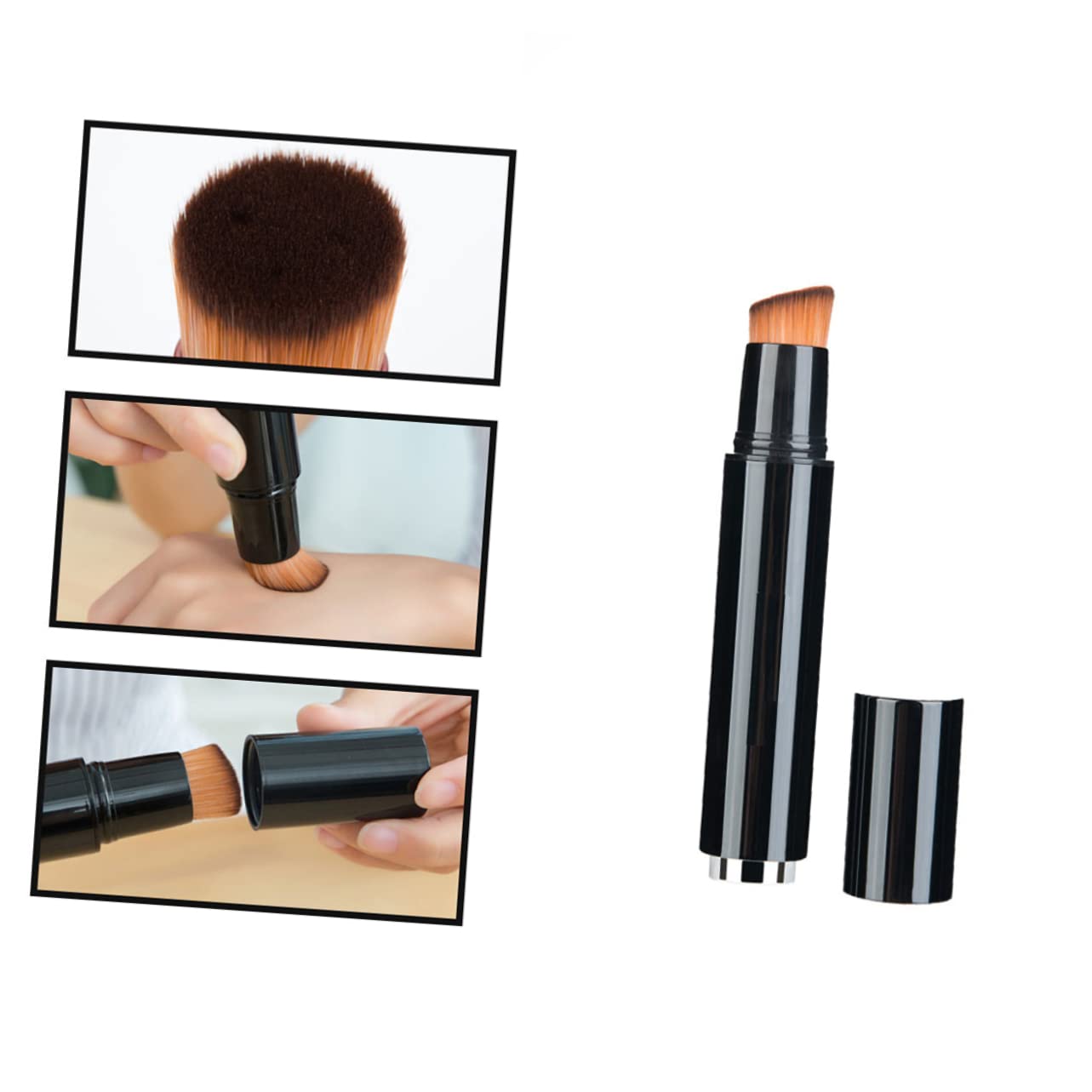 Mipcase 3pezzi Pennello Per Fondotinta Liquido Portatile Nero Con Manico Plastica Spazzola Multifunzionale Per Trucco Con Setole Morbide e Durevoli Per Applicazione Di Cosmetici