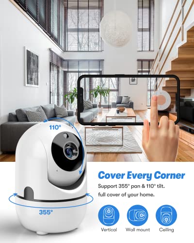 Security Camera For Baby Monitor, 2K Wi-Fi Cameras For Home Security, Pan/Tilt/Zoom Indoor Camera Wireless With Phone App, 2-Way Audio, Motion Detection, Night Vision #TOP3