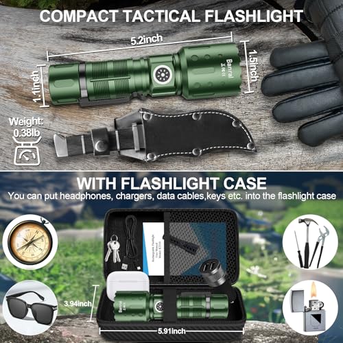 Image of Banral Flashlights High Lumens Rechargeable, Super Bright Long Range Small Powerful Flashlight, 6 Modes LED Tactical Pocket Waterproof Flash Light for Home Emergency (1, Green)