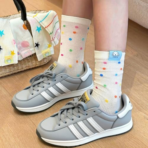 Image of Women's Cute Crew Socks, Casual Athletic Cotton Bowknot Cherry Calf Novelty Socks for Women