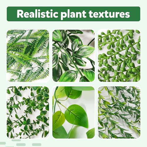 image for Der Rose 6Pcs Fake Hanging Plants Artificial Decor Faux Potted Greener