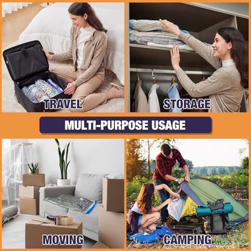 Image of Travel Vacuum Bags with Electric Pump, Vacuum Travel Bags for Luggage and Suitcase, Combo 9 Pack