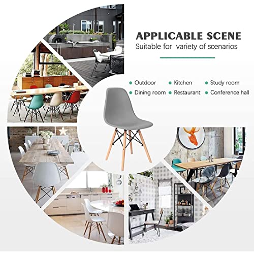 Image of Set of 4 Modern Style Mid Century Modern Dinning Room Cafe Hotel Office Wooden Legs Chair (Grey)