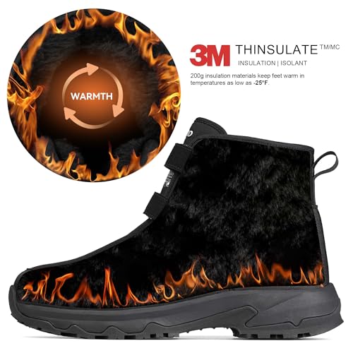 Image of Men's Winter Waterproof Snow Boots Non-Slip Work Boots Warm Slip On Mid-Calf Booties Lightweight Outdoor Athletic Diabetic Boots