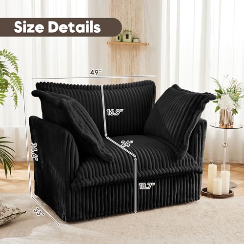 Sillón Oversized Corduroy Negro Cómodo miniatura 2