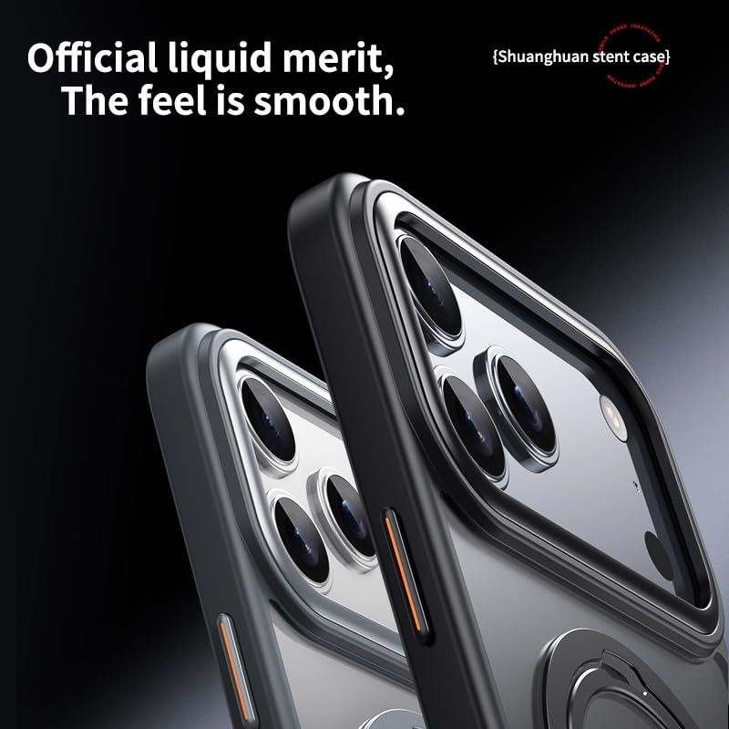 Coque iPhone 17 silicone gris coque arrière rigide transparente avec béquille - 5