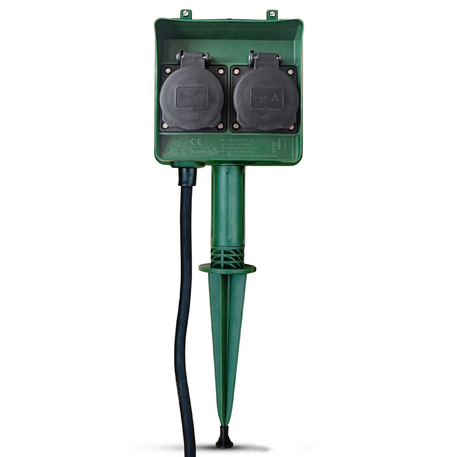 PerfectHD Multiprise de Jardin 2 Prises - Prise extérieure avec minuterie - Multiprise - IP44 - avec Piquet - Vert - 15 Variantes