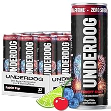 Underdog Performance Energy Drink, Patriot Pop, Nootropics, Green Tea Extract, Citrulline, Clean, Sugar Free Fast & Slow Release 249mg Caffeine per Serving, No Artificial Additives, 12 Pack