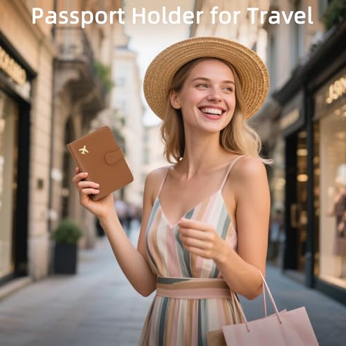 Image of ZOPPEN RFID Blocking Passport Holder Travel Wallet | RFID-blocking protects passport & cards. 4 slots, ID window, zipper pocket. PU leather, slim, light. Unisex brown.