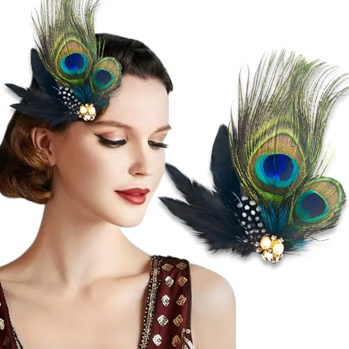 Peacock Feather Hair Clip Art Decoration Vintage Hairpin Women Carnival Party Bridal Wedding Dance Artificial Swan Ostrich Charming Headpiece Accessories