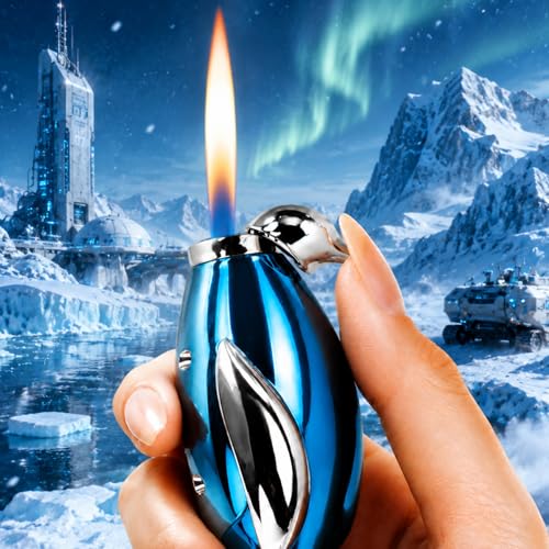 Pack de 2 encendedores de llama a butano azul miniatura 3