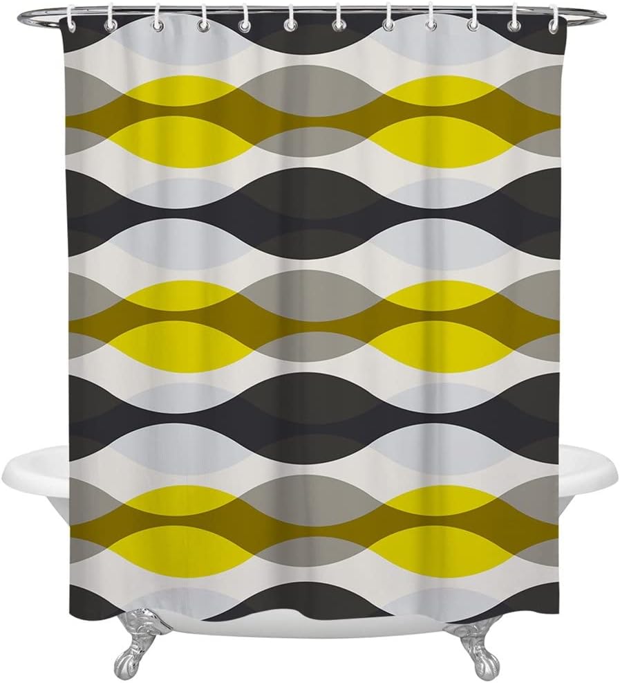 Water Drop Shape Geometric Texture Ripple Shower Curtains Waterproof Polyester Bath Curtain Bathroom Decor(183x183cm)