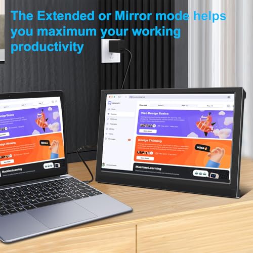 Image of 13.3-Inch Portable Monitor HDMI Monitor 1366 * 768P 60HZ HD with Built-in Dual Speakers, Game Console Monitor, HDMI Type-C Suitable for Laptops /Computers /PC /Mac /PS5 /4