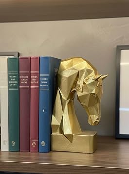 Dekoratif Kitap Tutucu Kübit At Figürlü Biblo Gold