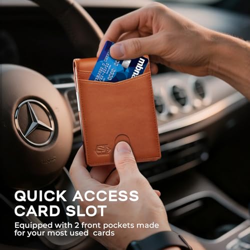 Image of Zitahli Genuine Leather Wallet for Men 12 Card Slim Mens Wallets Bifold RFID Blocking with Money Clip & ID Window Thin Minimalist Card Holder Wallet with Gift Box