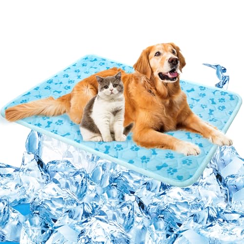 SHEJIZE Dog Cooling Mat Self-Cooling Mat for Dogs and Cats Non-Slip Pet Cool Pad Dog Sleeping Pad Summer Blanket for Pets Foldable Washable for Kennel, Travel, Bed, Cars, Indoor and Outdoor Use
