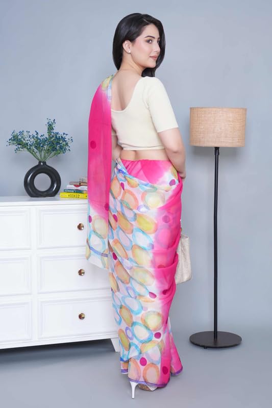 Image of Mlada V-Neck Stretchable Saree Blouse Top for Women | Slim Fit Short Sleeves Solid Cotton Blouses | Readymade Saree Blouses for Women Festive & Ethnic | Blouse Crop Top