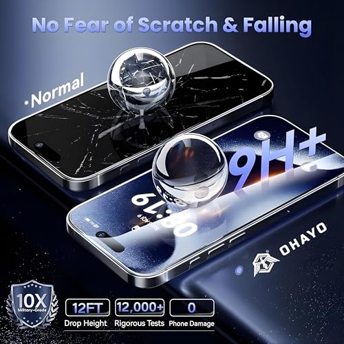 Image of OHAYO Tempered Glass Screen Protector Compatible with iPhone 17 Pro (6.3 inch) - 9H Hardness, HD Clear, Bubble-Free, Scratch Resistant, Case Friendly, Oleophobic Coating