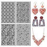 CHGCRAFT 4 Stück Valentinstag Liebe und Herz Polymer Clay Texturfolie Valentinstag Gummi-Ton-Texturmatte für Polymer-Ton zum Basteln von Ohrringen, Schmuck und DIY-Kunsthandwerk 10×6.5cm