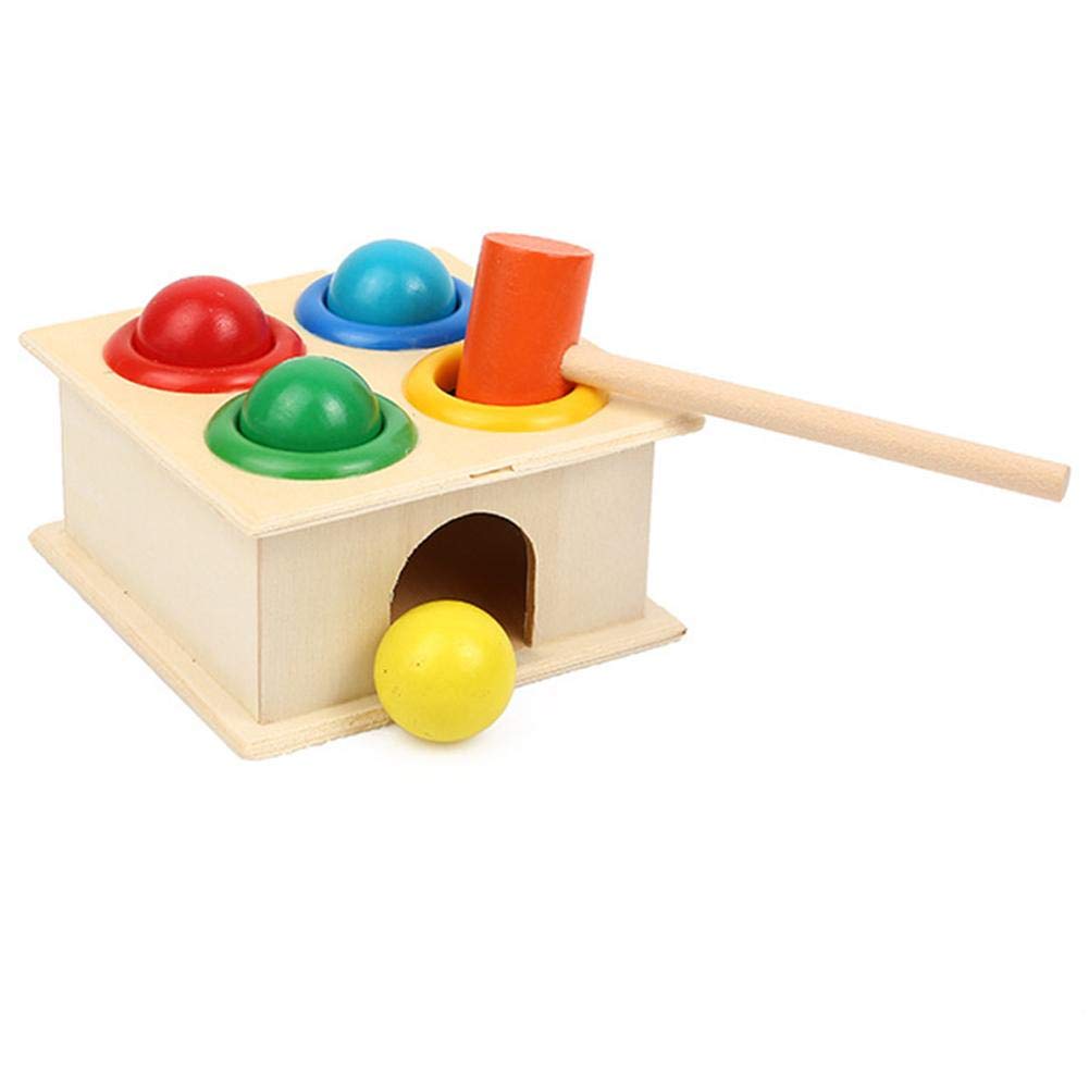 Yemunqut Fashion Wooden Hammering Ball Toy Fun Baby Kids Playing Hamster Hammer Box Children Knocking Hammer Early Learning Educatio Hammering Ball Toy