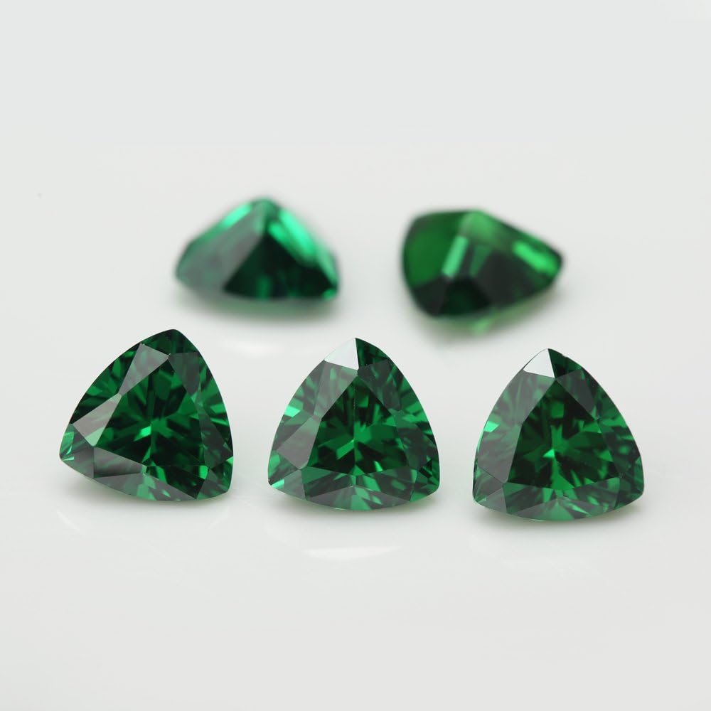 JINGANGZUO 10pcs 10x10mm Trillion Shape Green Cubic Zirconia Stone AAAAA Loose CZ Stones for Necklace Pendants Earring Bracelet Rings Jewelry DIY Craft Making