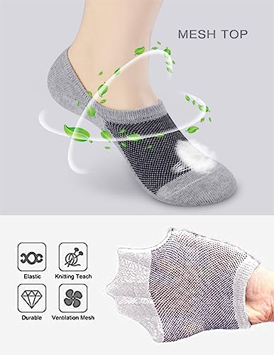 Image of 6 Pairs No Show Socks Women and Men Thin Low Cut for Slip On Sneakers Flats Line with Non Slip Grips