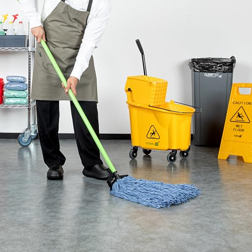 Image of Restaurantware Fiberglass Mop Handle - 60 Inches - Durable Quick Release Handle With Ergonomic Grip - Heavy-Duty Plastic Green Handle For Commercial Cleaning