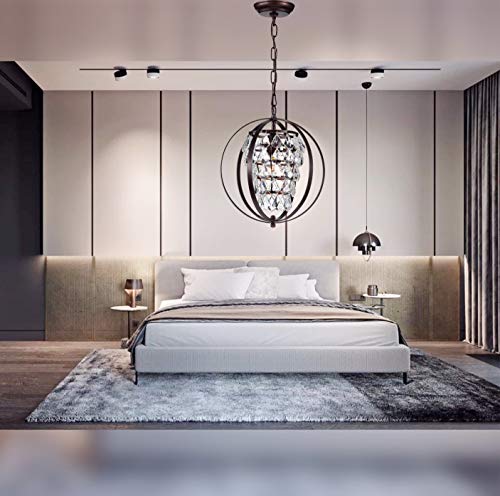 Papaya Globe Crystal Chandelier Orb Pendant Lighting Oil Rubbed Bronze Chandeliers 1 Light Ceiling Light Fixture #TOP2