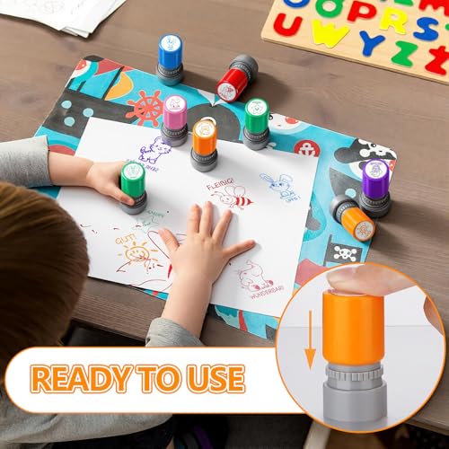 12 Stück Stempel Lehrer Motivationsstempel Stempel Schule mit Vielen Farbigen Mustern zur Korrektur von Hausaufgaben als Klassenpreise