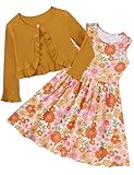 5T 6T Floral Dress for Girl Size 5 6 Cute Rianbow Little Girls Casual Dresses Kids Winter Cardigan Sleeveless Outfits