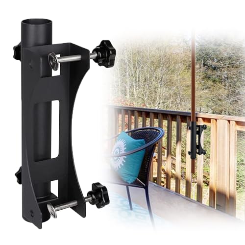 VANROUG Robuster Balkonschirmhalter, Klemme, Gartenzaun, Sonnenschirm, Terrassendielen, Klemmbereich (20 mm - 63 mm), Schirmdurchmesser (23 mm - 38 mm)