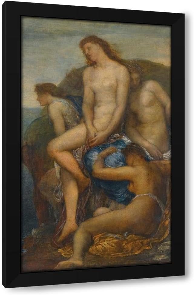 George Frederic Watts 16x24 Black Modern Framed Art Print Titled: Watching for the Return of Theseus