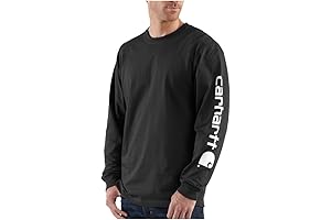 Carhartt Men's Loose Fit Heavyweight Long-Sleeve Logo Sleeve T-Shirt