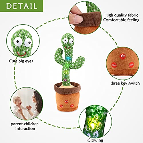 Miaodam Volume Adjustable Dancing Cactus Toy, Singing, Talking, Recording & Repeats What You Say, Children's Day Gift For Kids #TOP3
