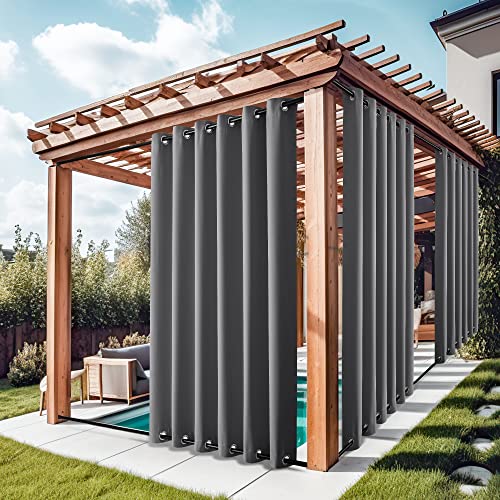 NICETOWN Gazebo Curtains for Patio Waterproof Extra Wide 2 Panels, Blackout Weatherproof Thermal Insulated Rustproof Top & Bottom Grommet Outdoor Wind