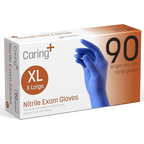 Nitrile Exam Gloves, Blue, Powder-Free, Disposable Gloves for Medical Care, First Aid, Cleaning, Food Prep
