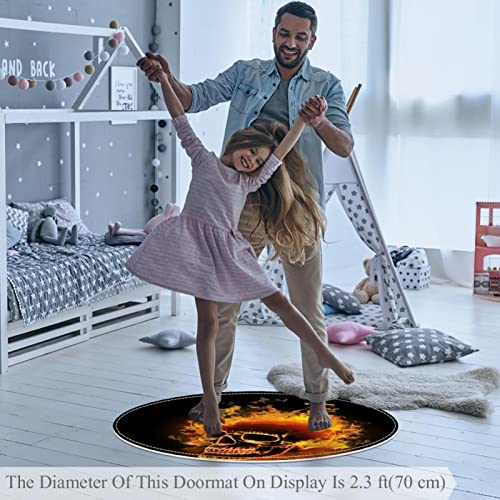 Tapis tête de mort rond idéal pour protéger le sol d'une chambre JDEZ