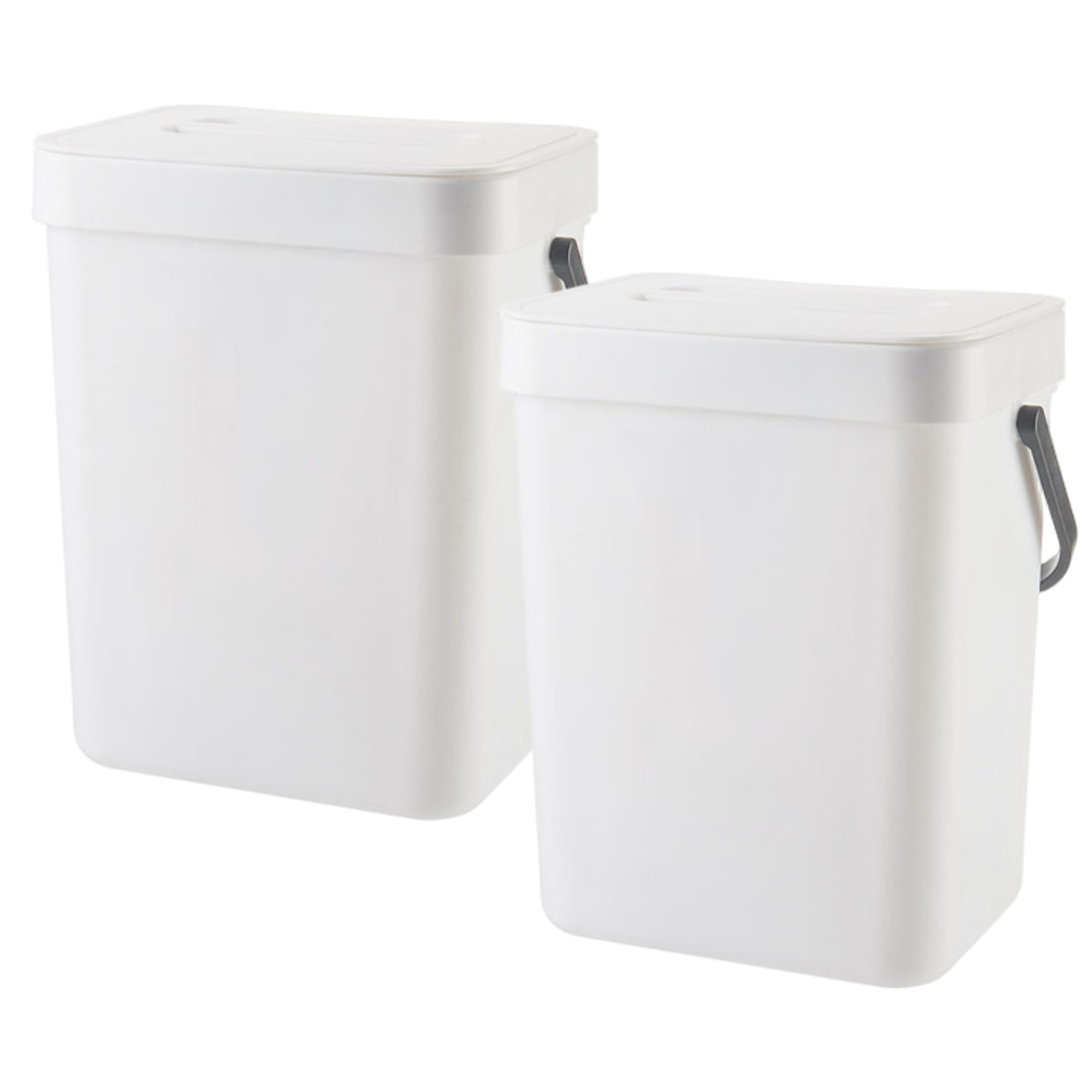Ngbbby Hanging Trash Can, 2PCS Wall Mounted Kitchen Compost Bin With Lid, 3L Odor-proof Thick Plastic Waste Bin, White, Wall Mounted Trash Can
