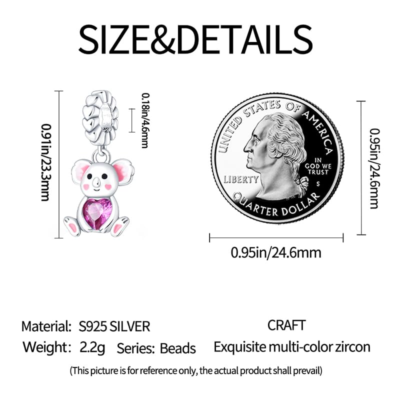 Charm de corazón de plata 925 y rosa roja para estilo diario 4