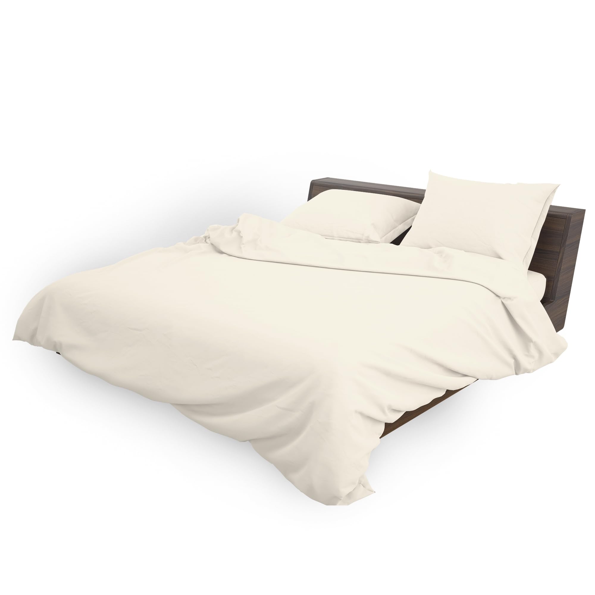 HOME ACE Poly Cotton Cream Double Duvet Cover and Pillowcases Set - Polycotton Quilt Cover Bedding Set Double Bed - 200 x 200CM with 2 Pillowcases 50 x 75CM