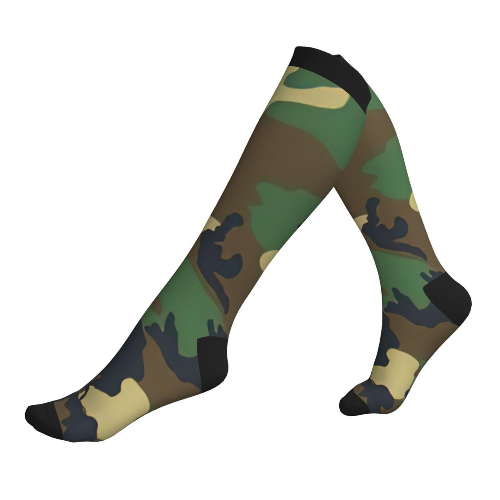 Oazcvbnn Unisex 3 Black Green Military Camo Print Stylish Running Socks Athletic For Athletes Travel Hiking And Long Flights